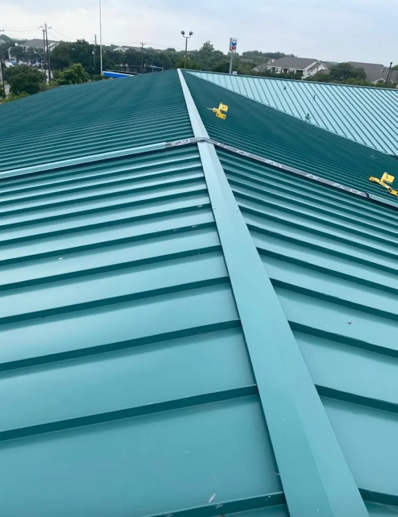 Green commercial metal roof ridge and valley for Metal Roof Repair in Antis